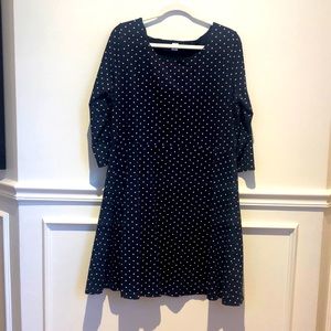 Old Navy fit and flare dress in navy with white dots, XL